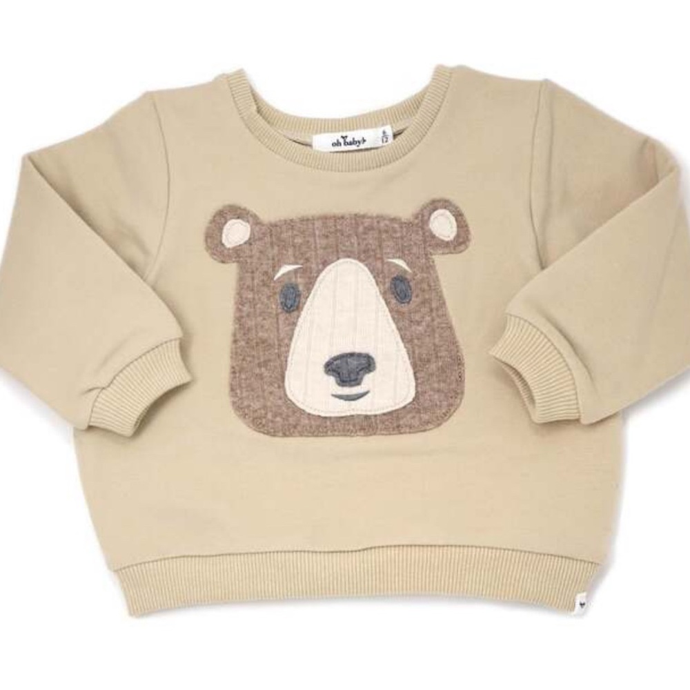 Oh baby! Teddy Face Applique Brooklyn Boxy, Oat size 4-5 T